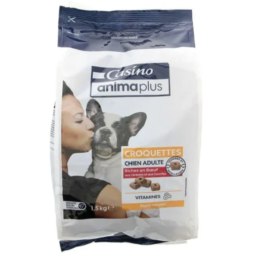 Croquettes moelleuses riches en bœuf pour chien 1,5Kg Animaplus - CASINO