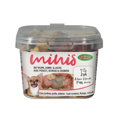 Minis agneau, poulet et saumon sans sucre pour chien 140g - BUBIMEX