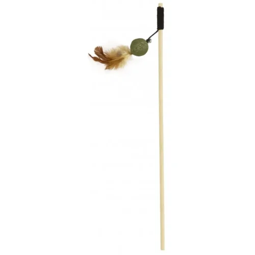 Canne à pêche avec plume et balle remplie de catnip pour chat - BUBIMEX