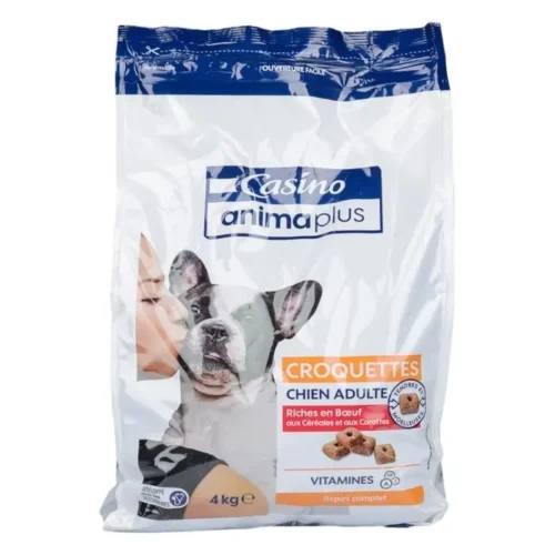 Croquettes moelleuses riches en bœuf pour chien 4Kg Animaplus - CASINO