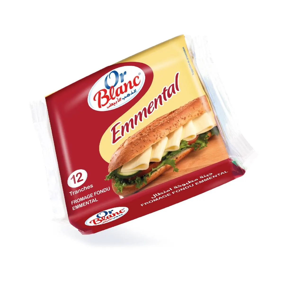 Tranche fromage fondu Emmental x12 200g - OR BLANC