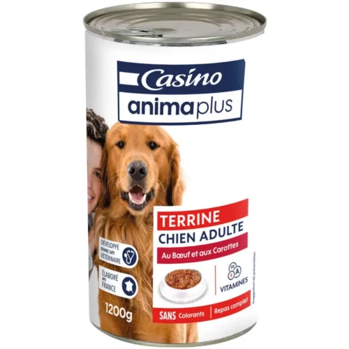 Terrine au bœuf et aux carottes pour chats AnimaPlus 1200g - CASINO