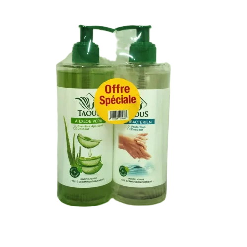 Savon liquide antibactérien + aloe vera 2x470ml - TAOUS