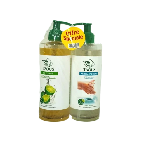 Savon liquide antibactérien + citron 2x470ml - TAOUS