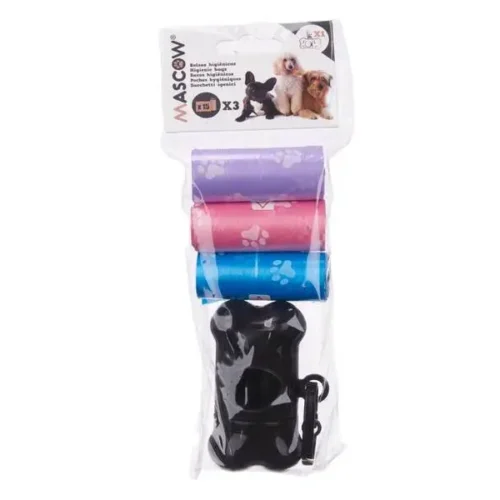 Set de 3 rouleaux distributeur de sacs animaux - MASCOW