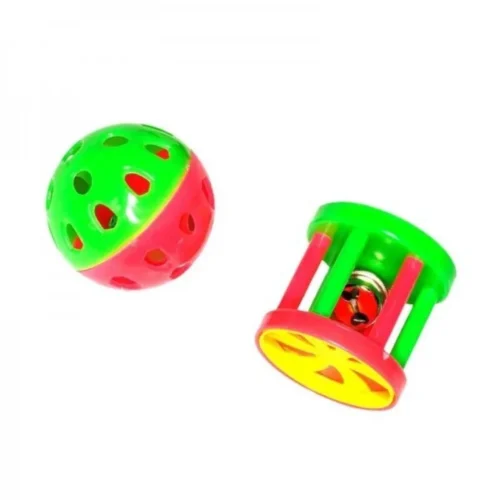 Balle grelot + rouleau grelot pour chat 4cm - BUBIMEX