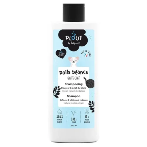 Shampoing poils blancs pour chien 200ml - PLOUF